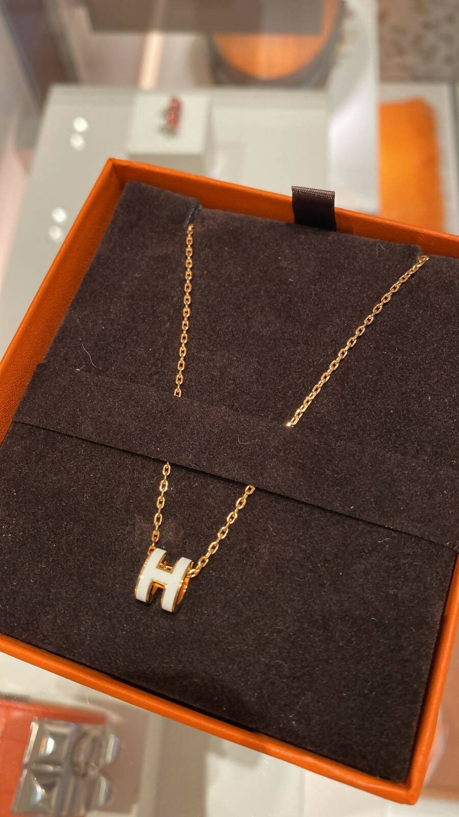 Hermès - Mini Pop H Pendant - White/Rose Gold