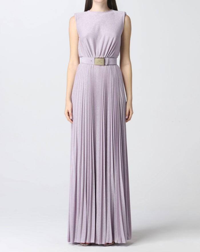 Elisabetta Franchi - Red Carpet Dress with Pleated Skirt - Purple