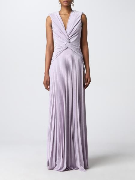 Elisabetta Franchi - Red Carpet Dress with Knot and Pleats - Purple