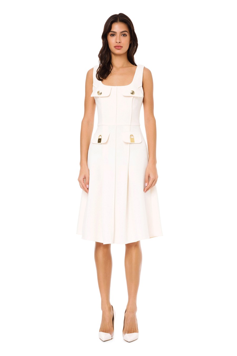 Midi dress with Padlock - White