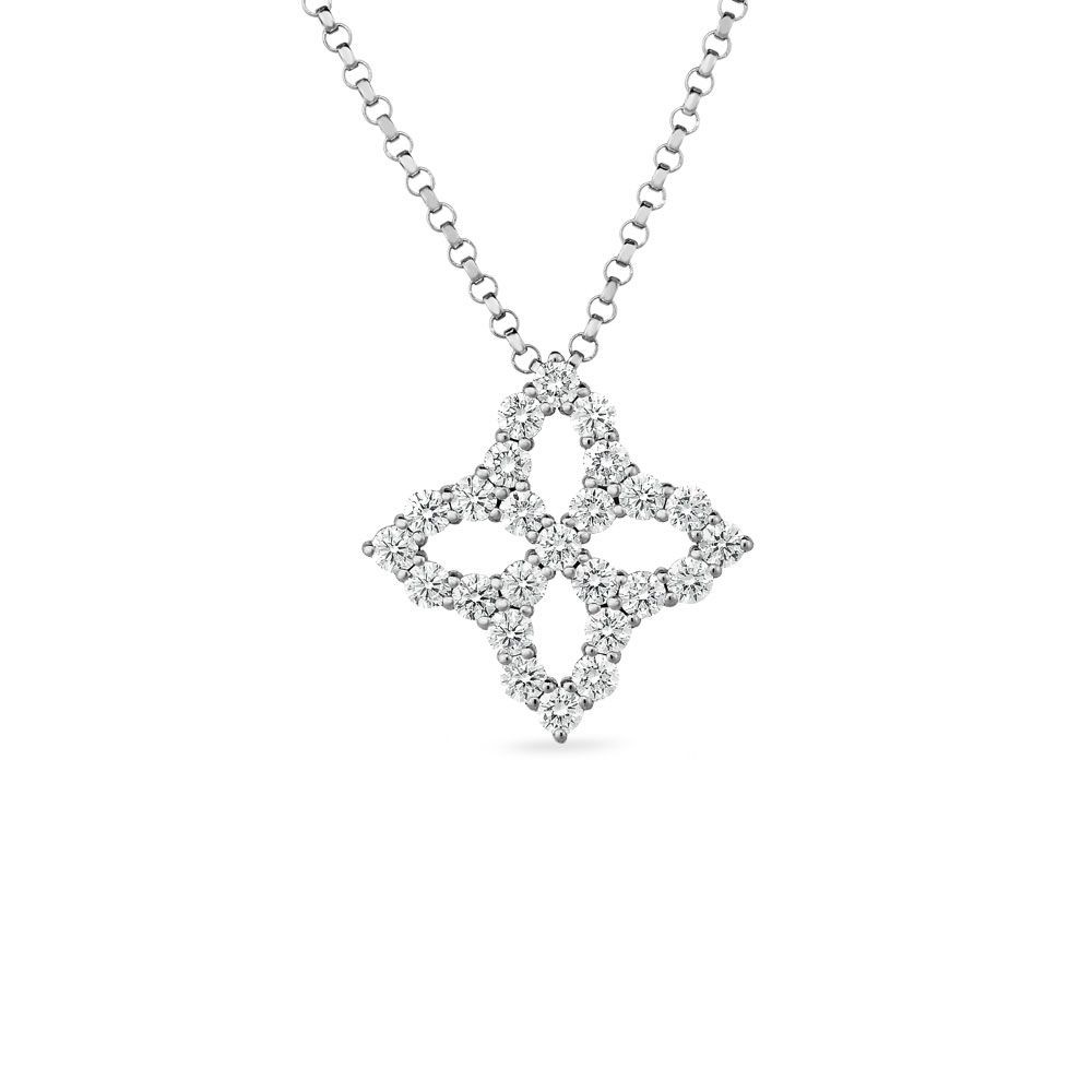 18ct White Gold & Diamond Princess Small Pendant – White Gold