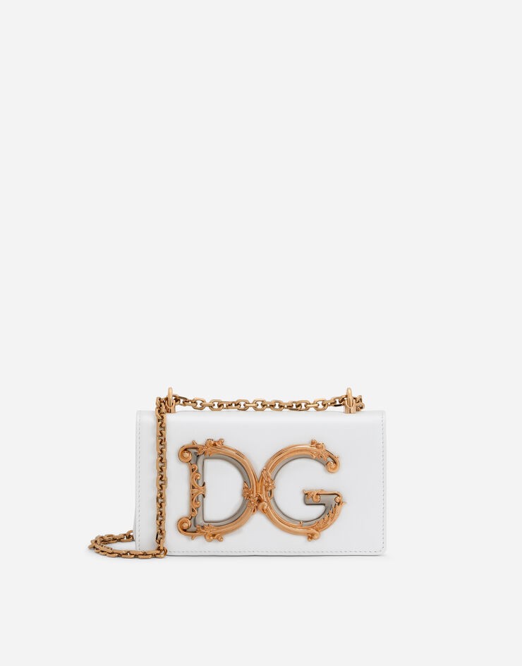 Calfskin DG Girls Phone Bag - White