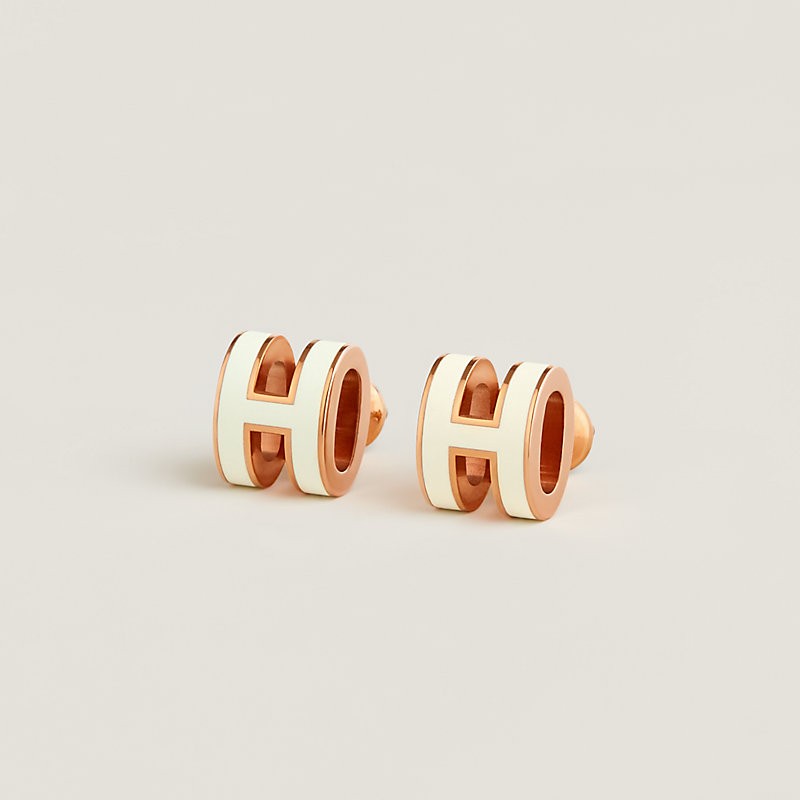 Hermès - Pop H Earrings - White/Rose Gold