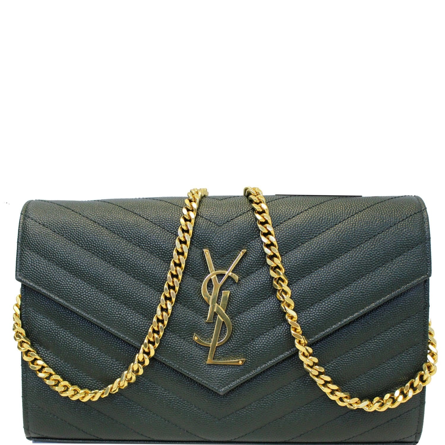 YSL uptown Mini Envelope Croc Embossed Leather bag with box