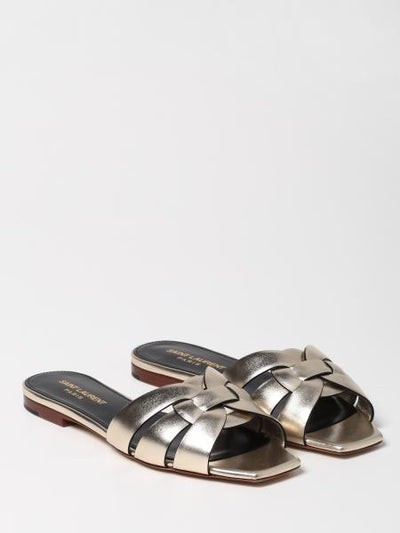 Saint Laurent - Tribute Flat Sandals - Silver