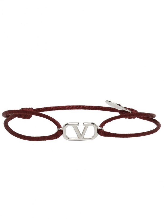 Valentino - Garavani Cord VLogo Bracelet - Burgundy