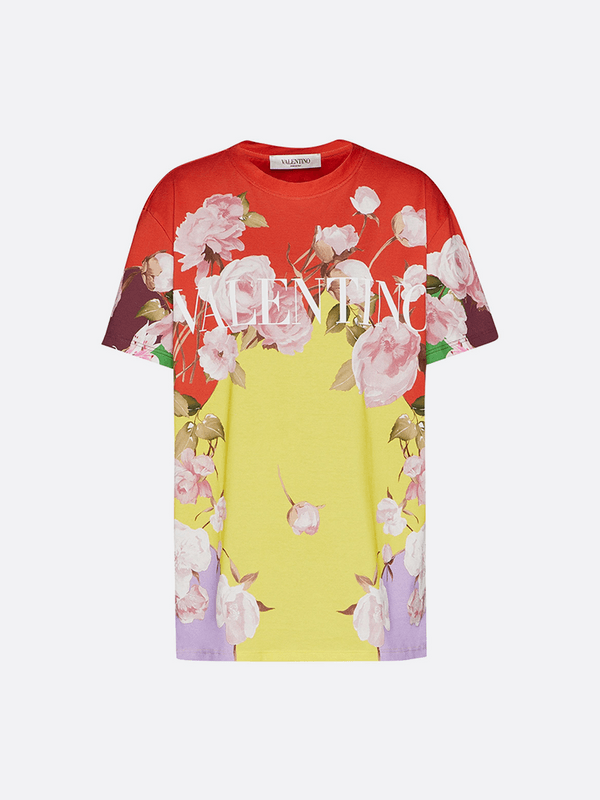 Flying Flowers printed T-shirt - Red