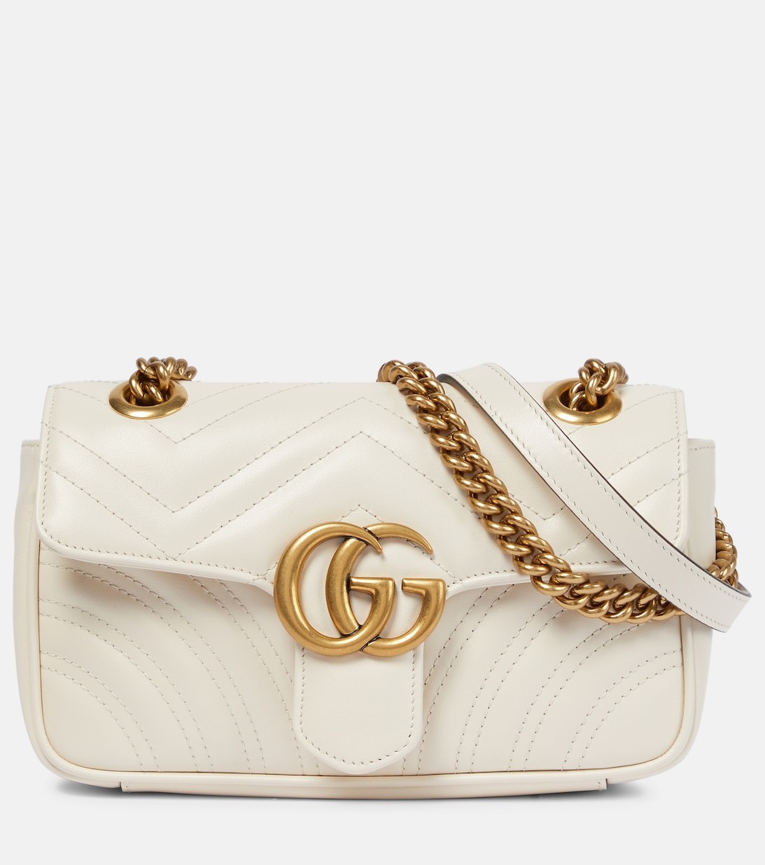 Gucci Gg Marmont Super Mini Leather Cross-body Bag In White