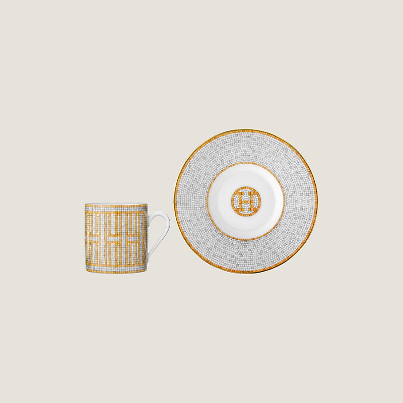 ارميز - مجموعة القهوة من هرميز Mosaique - ذهبي/أبيض