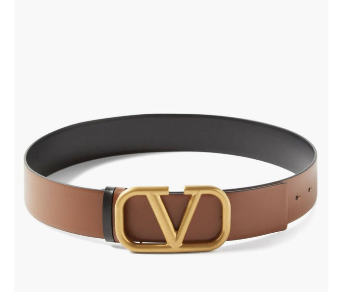 Valentino Garavani - Black & Brown Leather VLogo Signature Belt