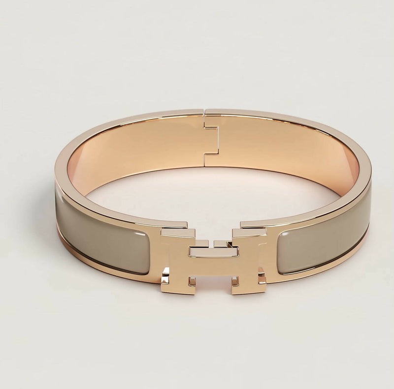Hermes Clic H Bracelet - Beige/Gold