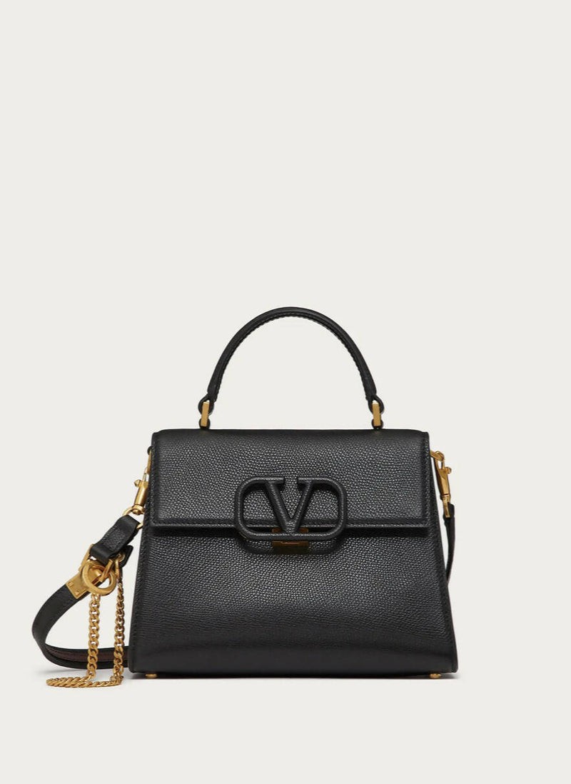 Valentino Garavani Small VSLING Grainy Calfskin Handbag Black