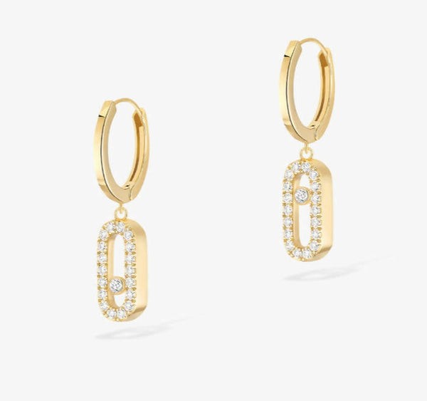 Move Uno Hoop Earrings - Diamond/Yellow Gold