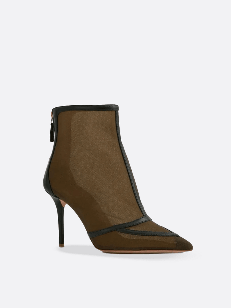 Mesh Heeled Ankle Boots - Green