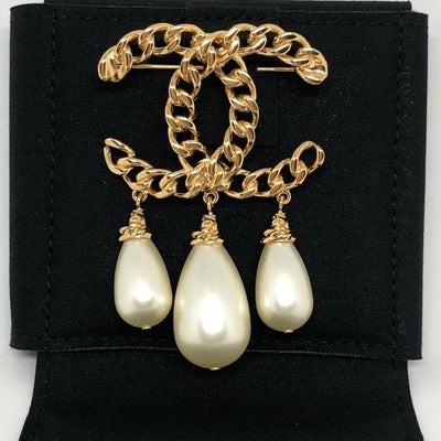 Gold & Pearl Brooch - Gold