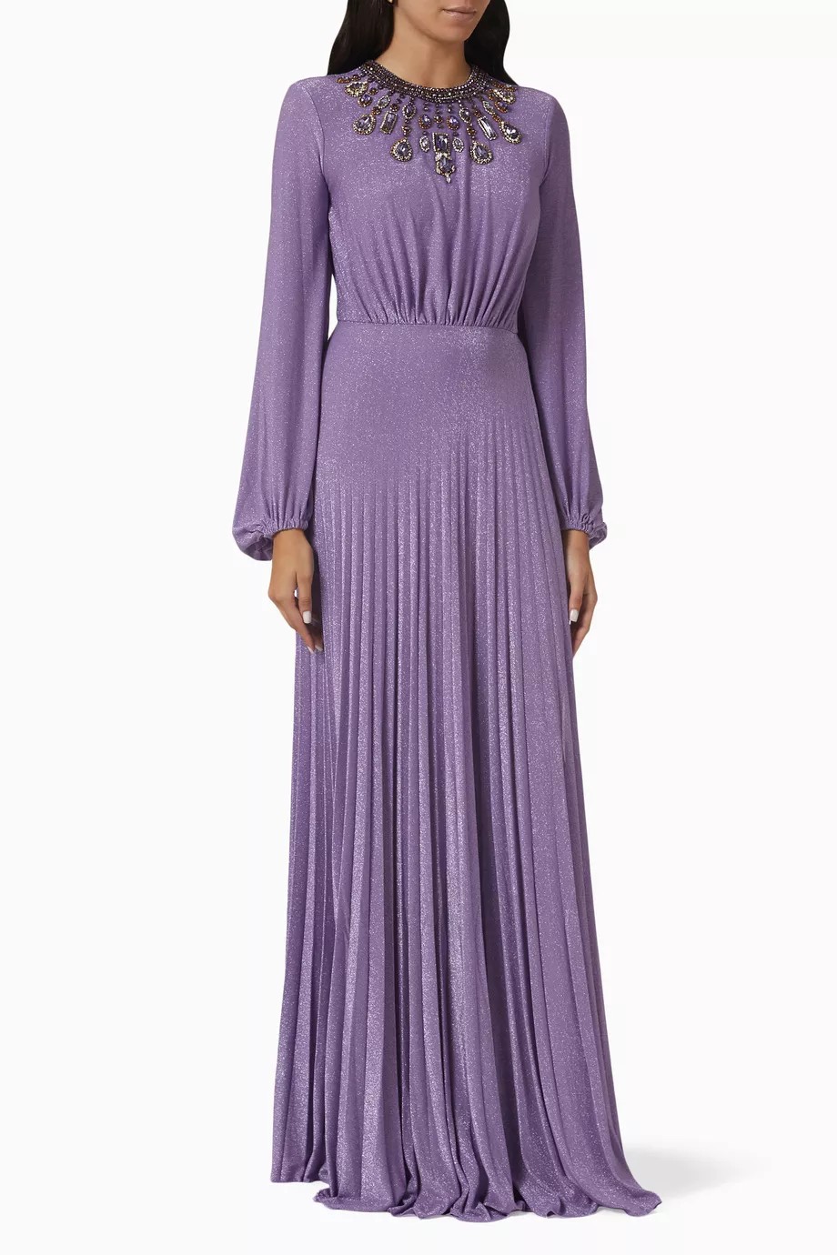 Elisabetta Franchi - Embellished Dress in Lurex Jersey - Purple