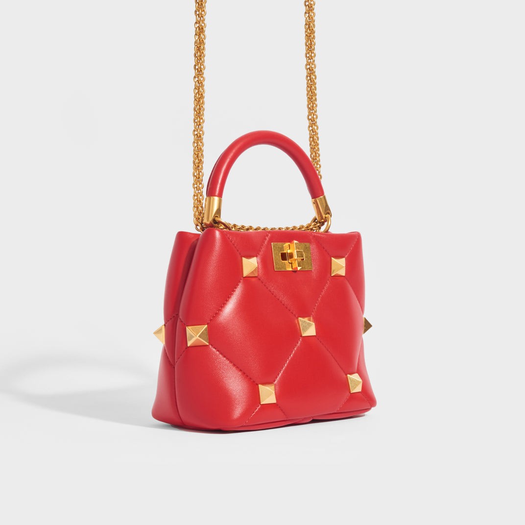 Roman Stud Small Bag - Dark Red