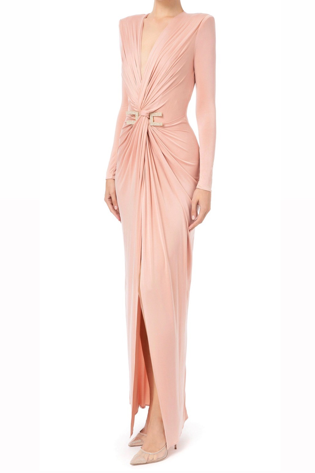 Elisabetta Franchi - Gown in Cupro Jersey Dress - Baby Pink