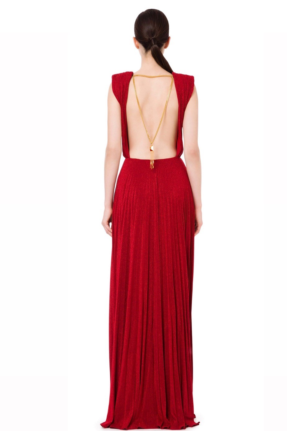 Red Carpet Dress In Lurex Jersey With Pendant Charm - Red