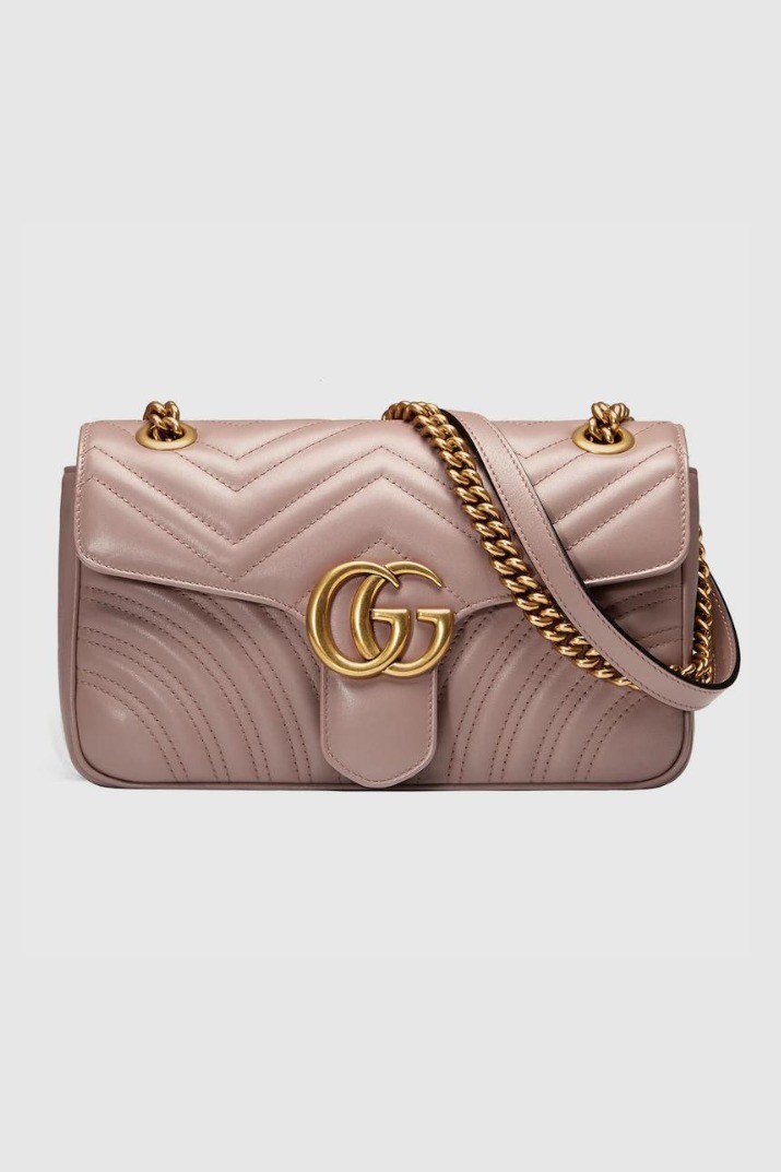 GG Marmont half-moon-shaped mini bag in dusty pink