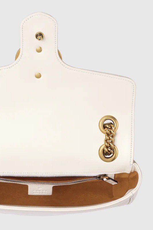 GUCCI Calfskin Matelasse Super Mini GG Marmont Shoulder Bag White