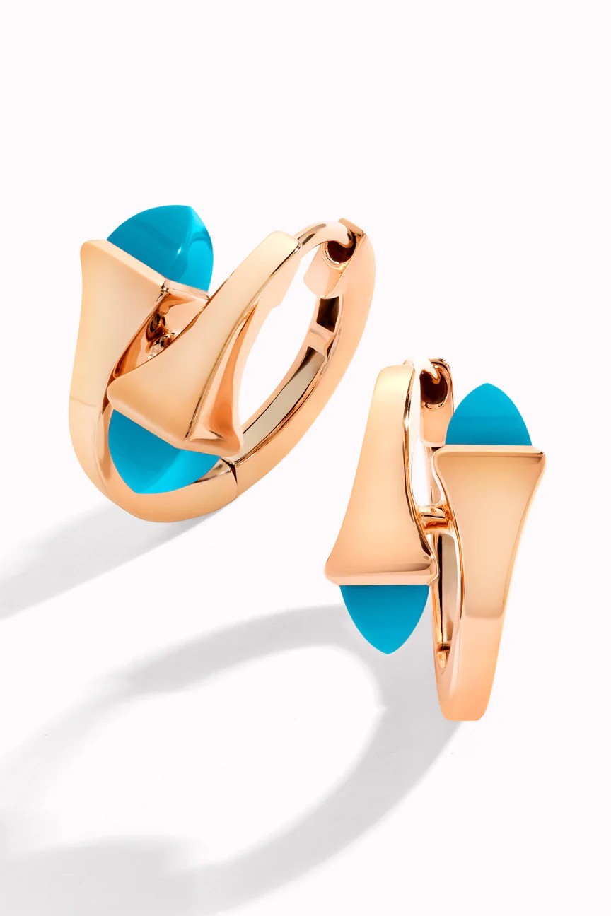 Marli - Cleo Gold Huggie Earrings - Blue