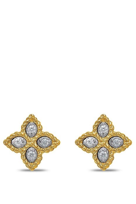 Roberto Coin - 18kt Yellow Gold Princess Flower Diamond Earrings - Gold