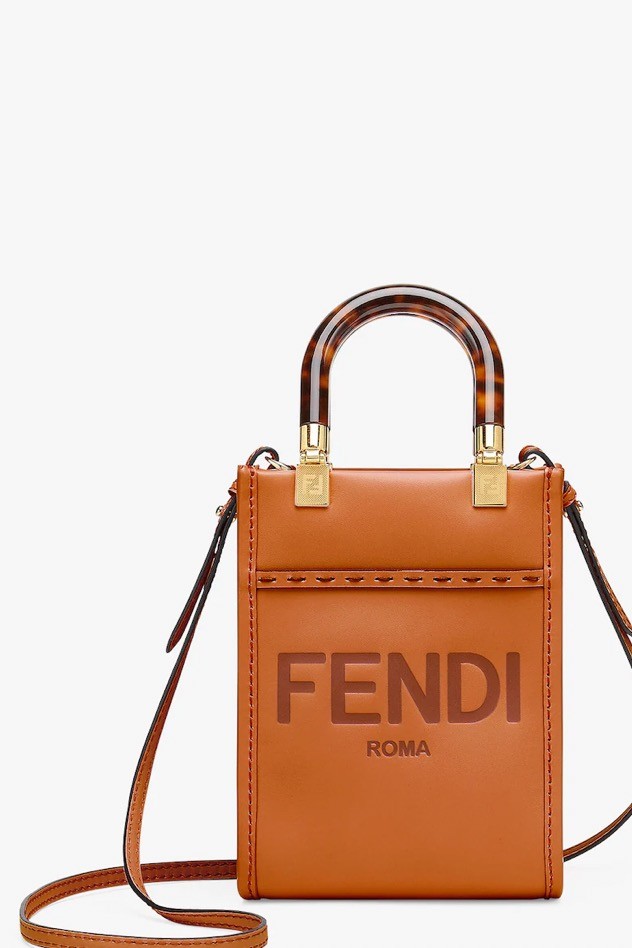Fendi Sunshine Mini Shopping Bag FF Brown, Mini Bag