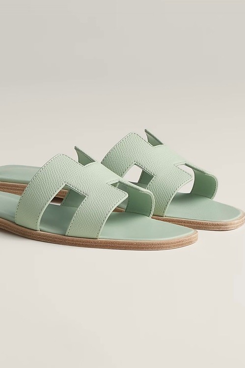Hermes Chypre sandals epsom vert jade new