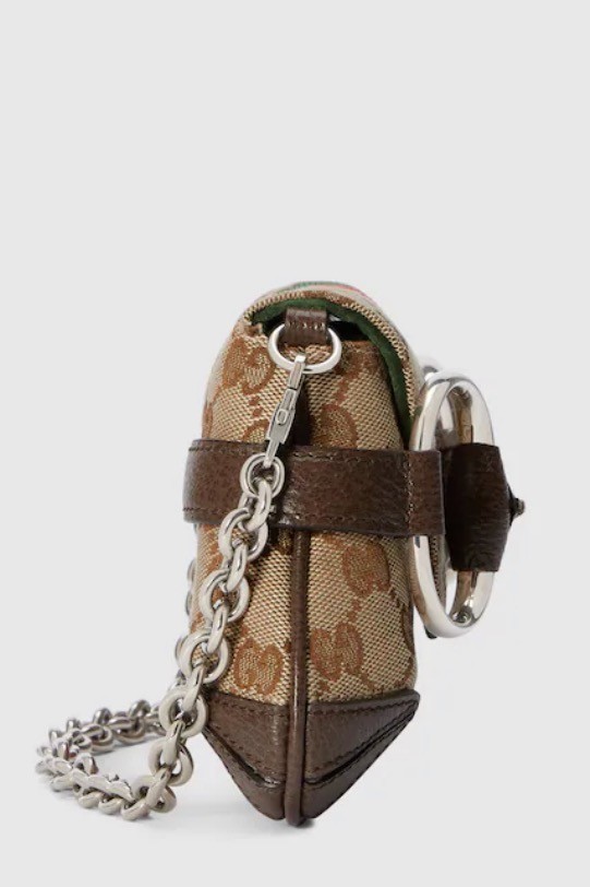Horsebit Chain Small Shoulder Bag - Begie/Ebony