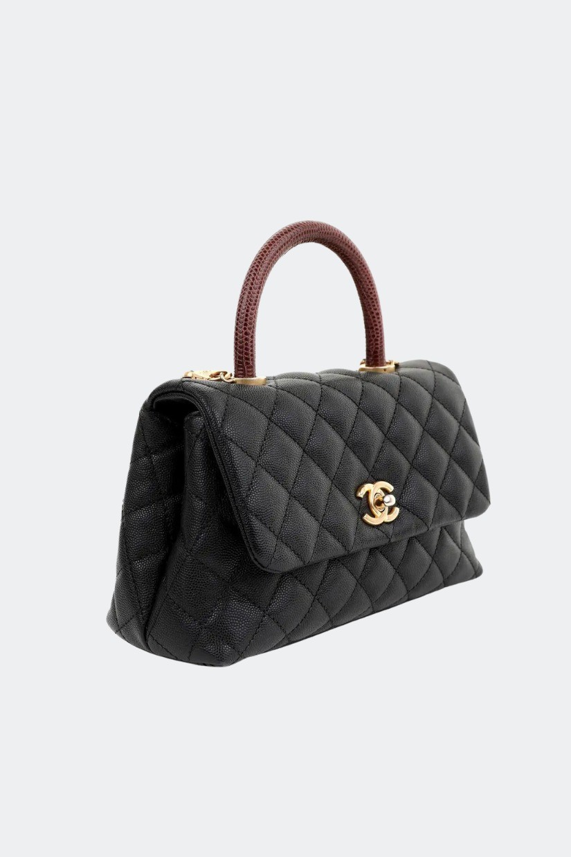 Chanel Black Quilted Caviar Leather Small Coco Top Handle Bag Chanel