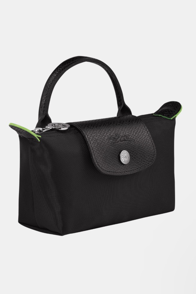 Le Pliage Green Pouch with Handle - Black