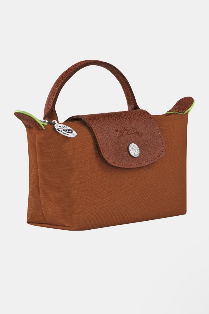 Le Pliage Green Pouch with Handle - Cognac