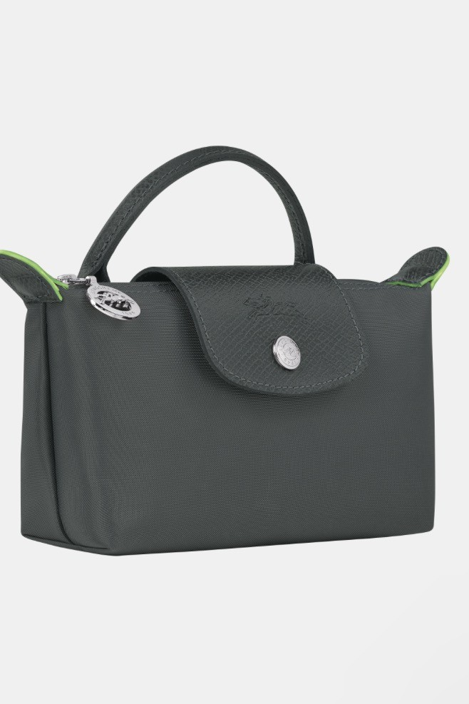 Le Pliage Green Pouch with Handle - Graphite