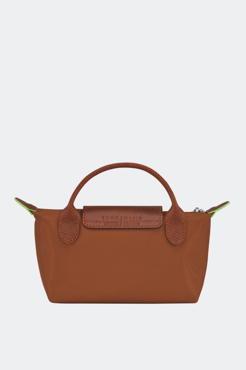 Le Pliage Green Pouch with Handle - Cognac