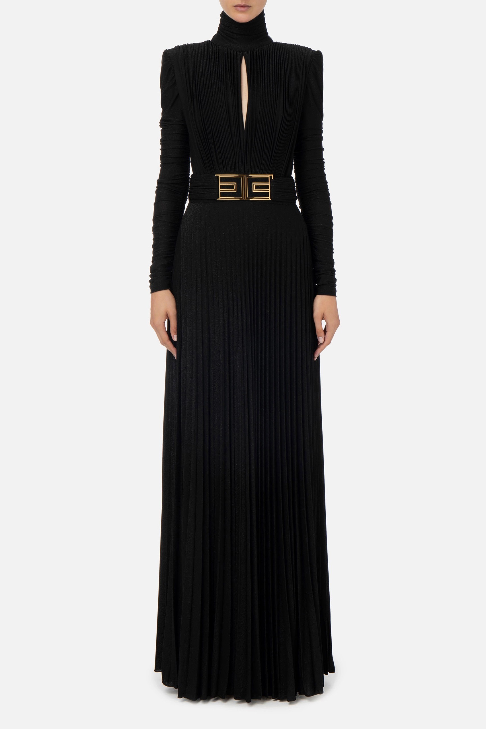 Elisabetta Franchi - Red Carpet dress in pleated lurex jersey black 