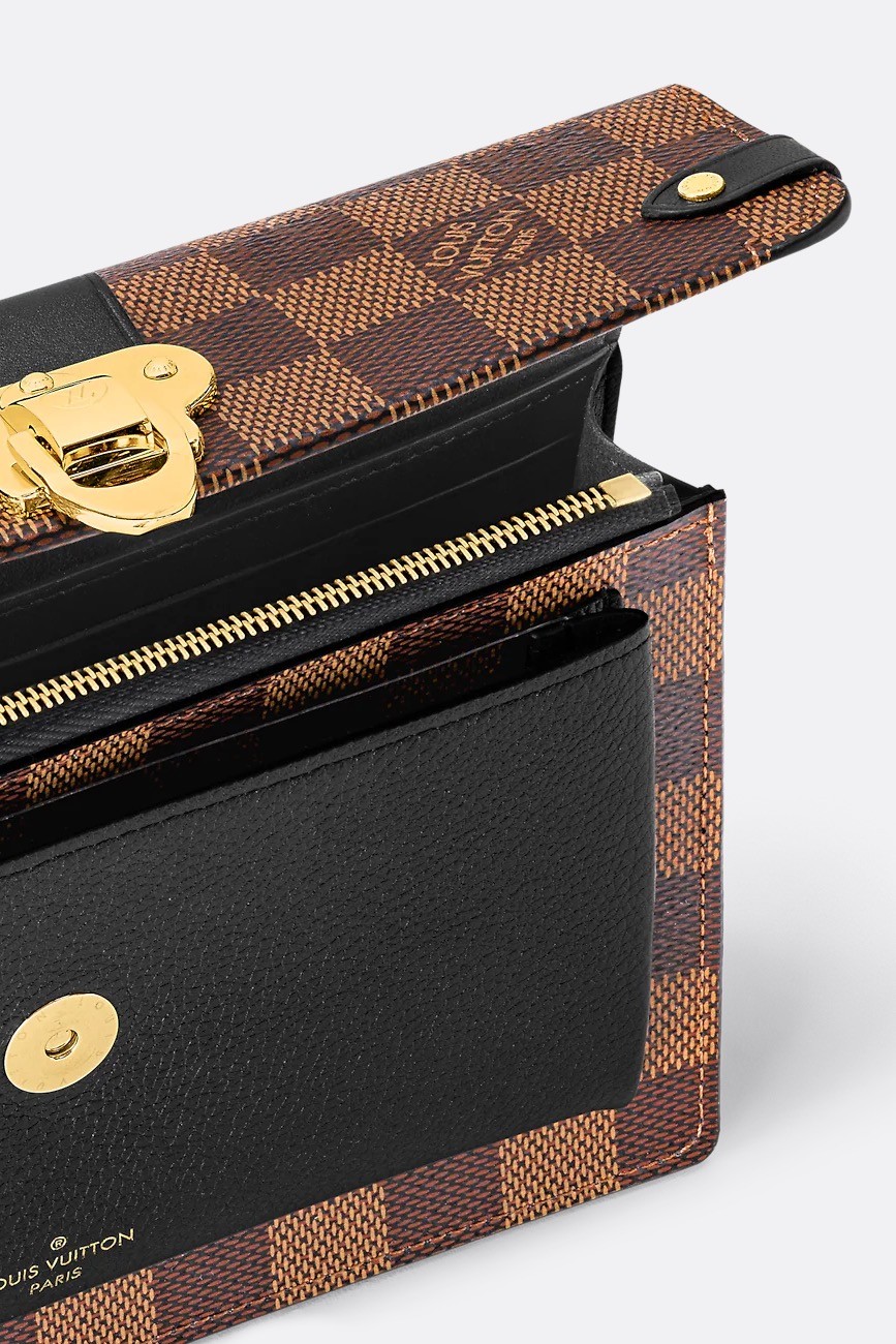 Louis Vuitton Damier Ebene Vavin Wallet on Chain in brown coated