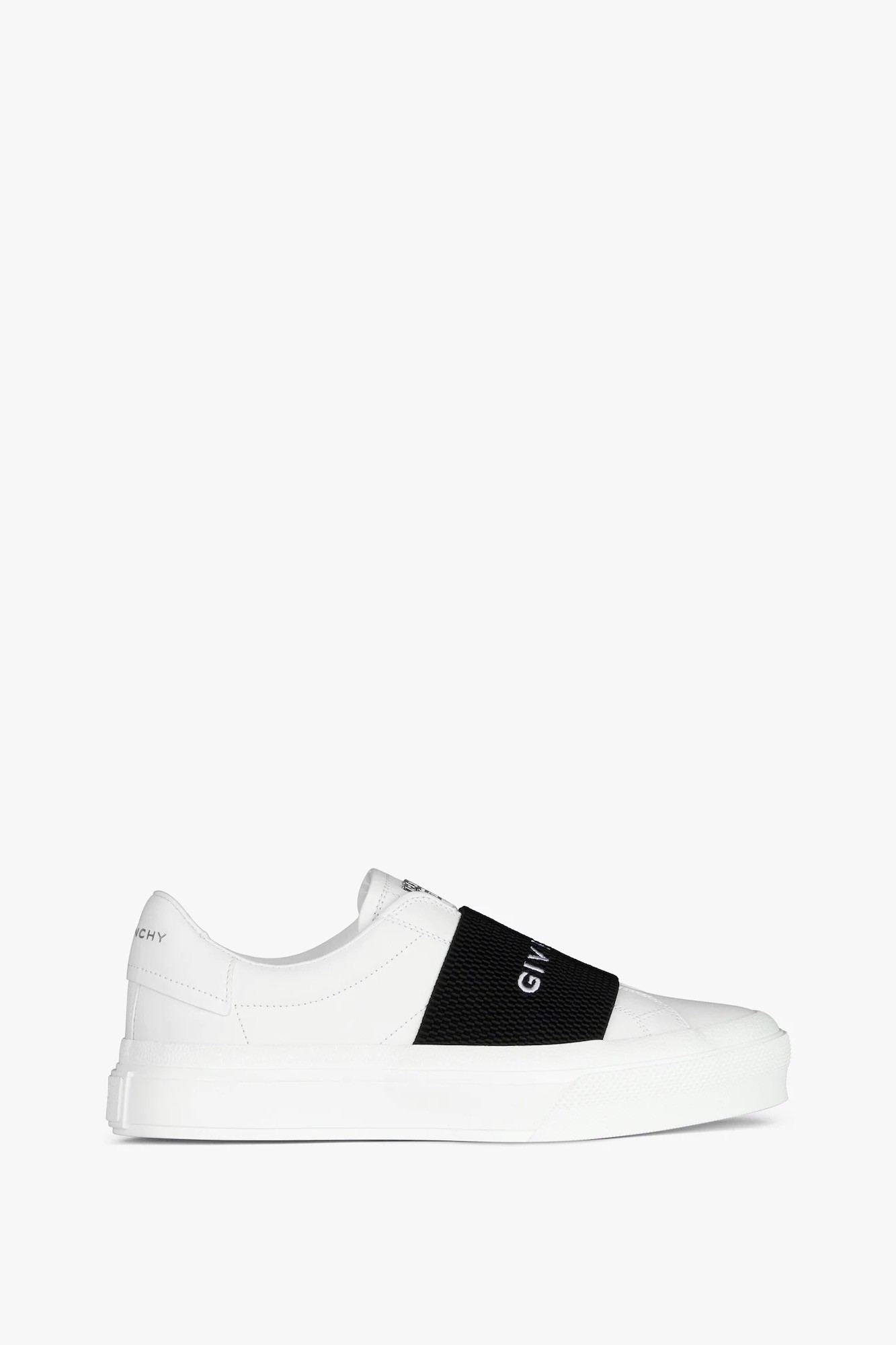 Sneakers In Leather With GIVENCHY Strap - white/black