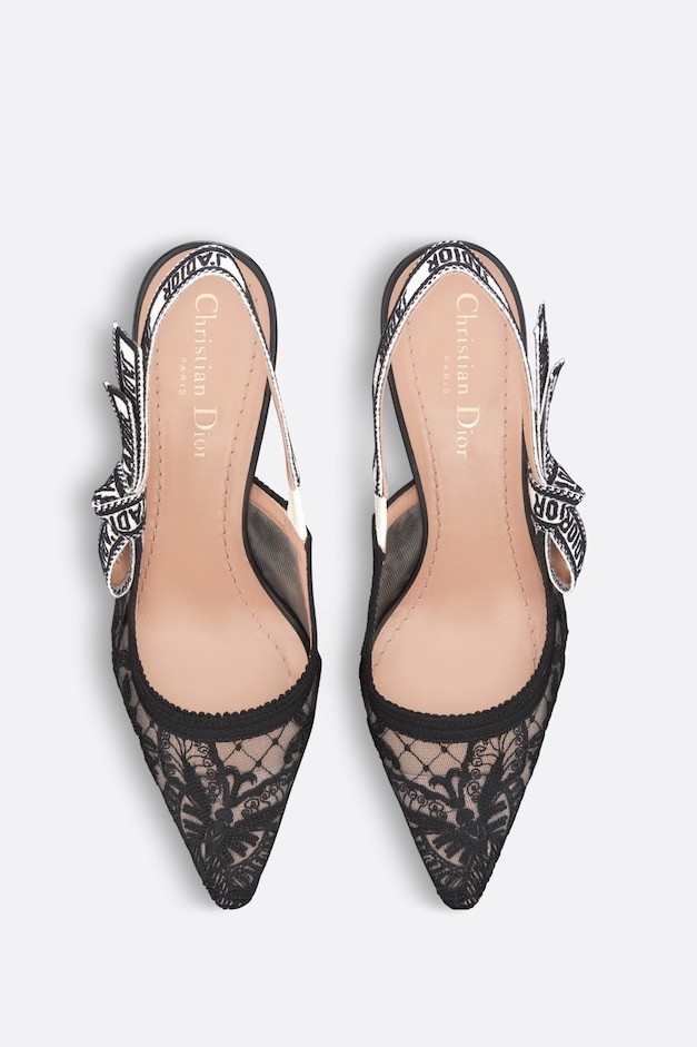J'ADIOR SLINGBACK PUMP - Transparent Mesh Embroidered with Black Butterfly Motif