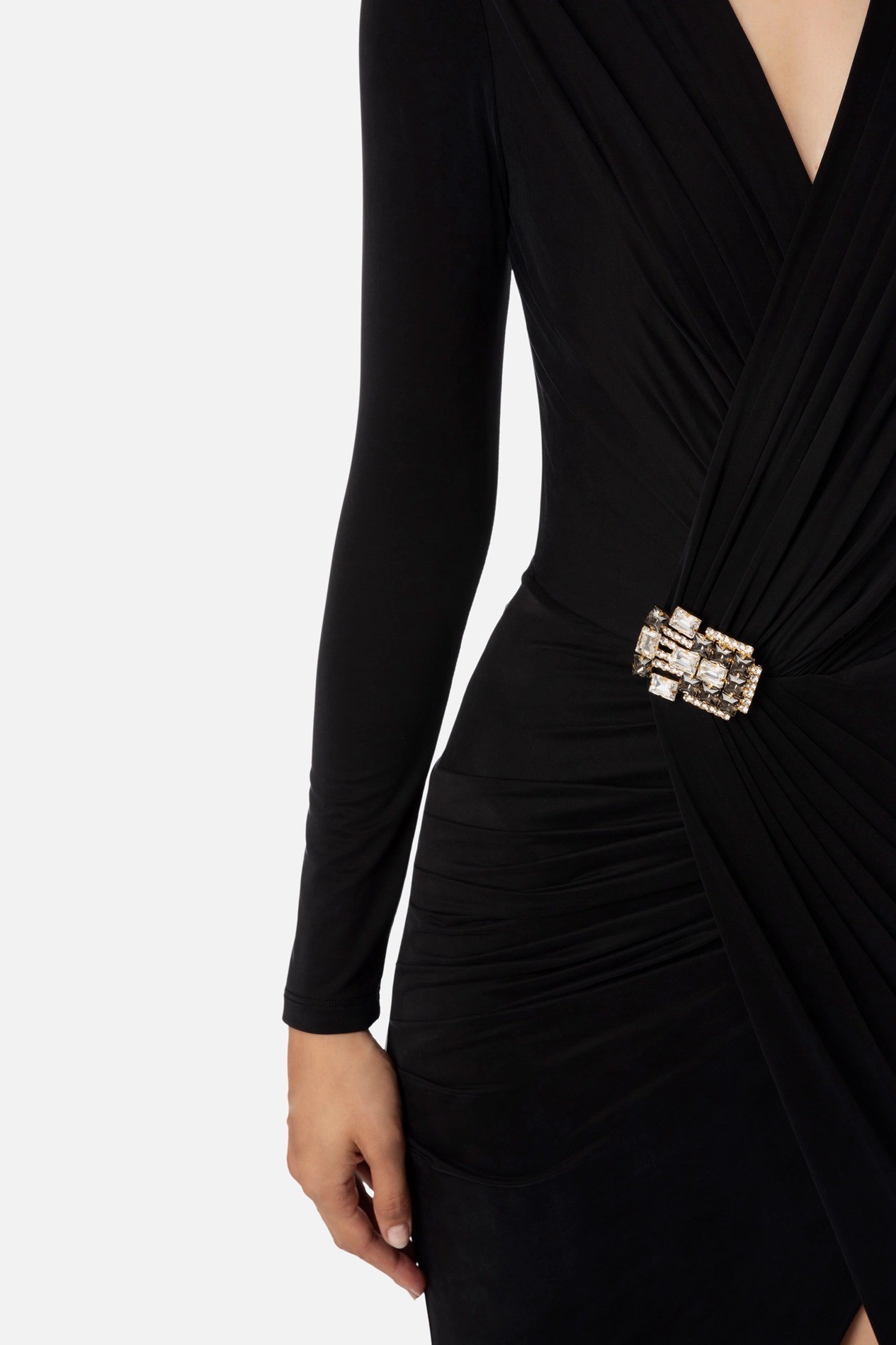 Red Carpet dress in cupro jersey with accessory - black 
