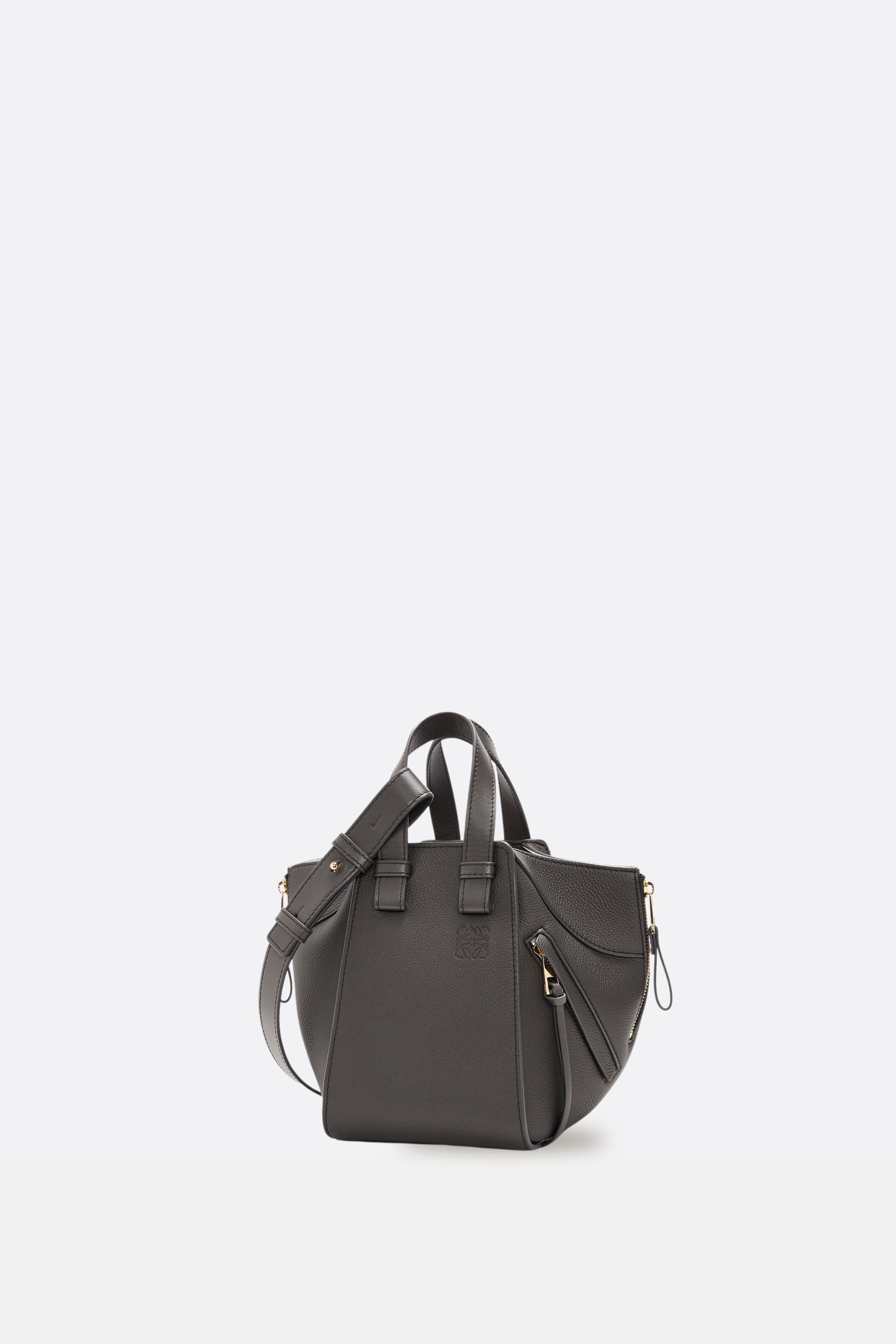 Compact Hammock bag in soft grained calfskin - Dark Grey