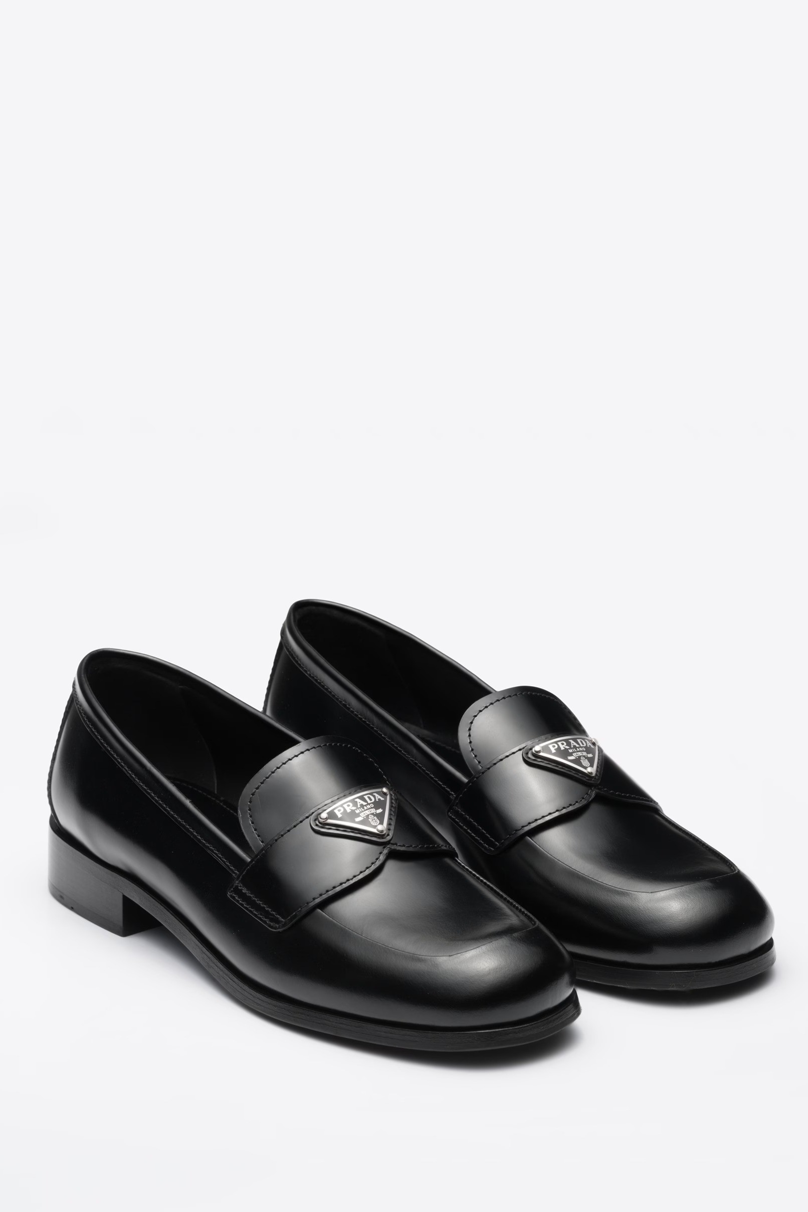 Prada - Brushed leather loafers - Black