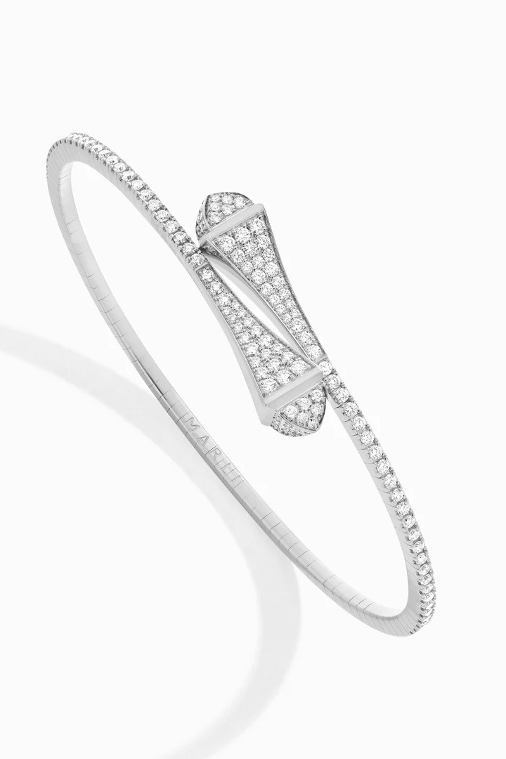 Cleo Full Diamond Midi Slip-On Bracelet - White