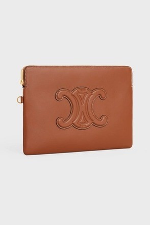 SMALL POUCH WITH STRAP CUIR TRIOMPHE IN SMOOTH CALFSKIN - TAN