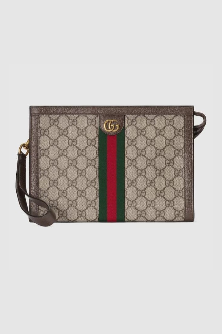 Gucci - OPHIDIA GG POUCH - beige and ebony