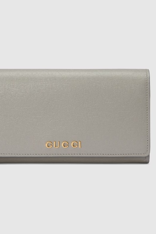 CONTINENTAL WALLET WITH GUCCI SCRIPT - light gray