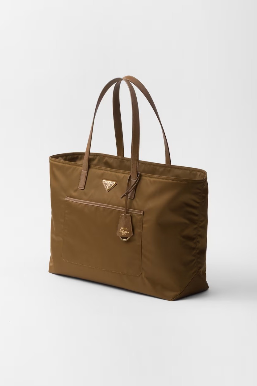 Prada Re-Edition 1978 large Re-Nylon and Saffiano leather tote bag - Cork Beige