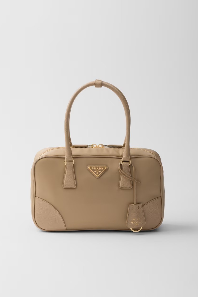 Prada Re-Edition 1978 medium Re-Nylon and Saffiano leather two-handle bag - Camel Brown