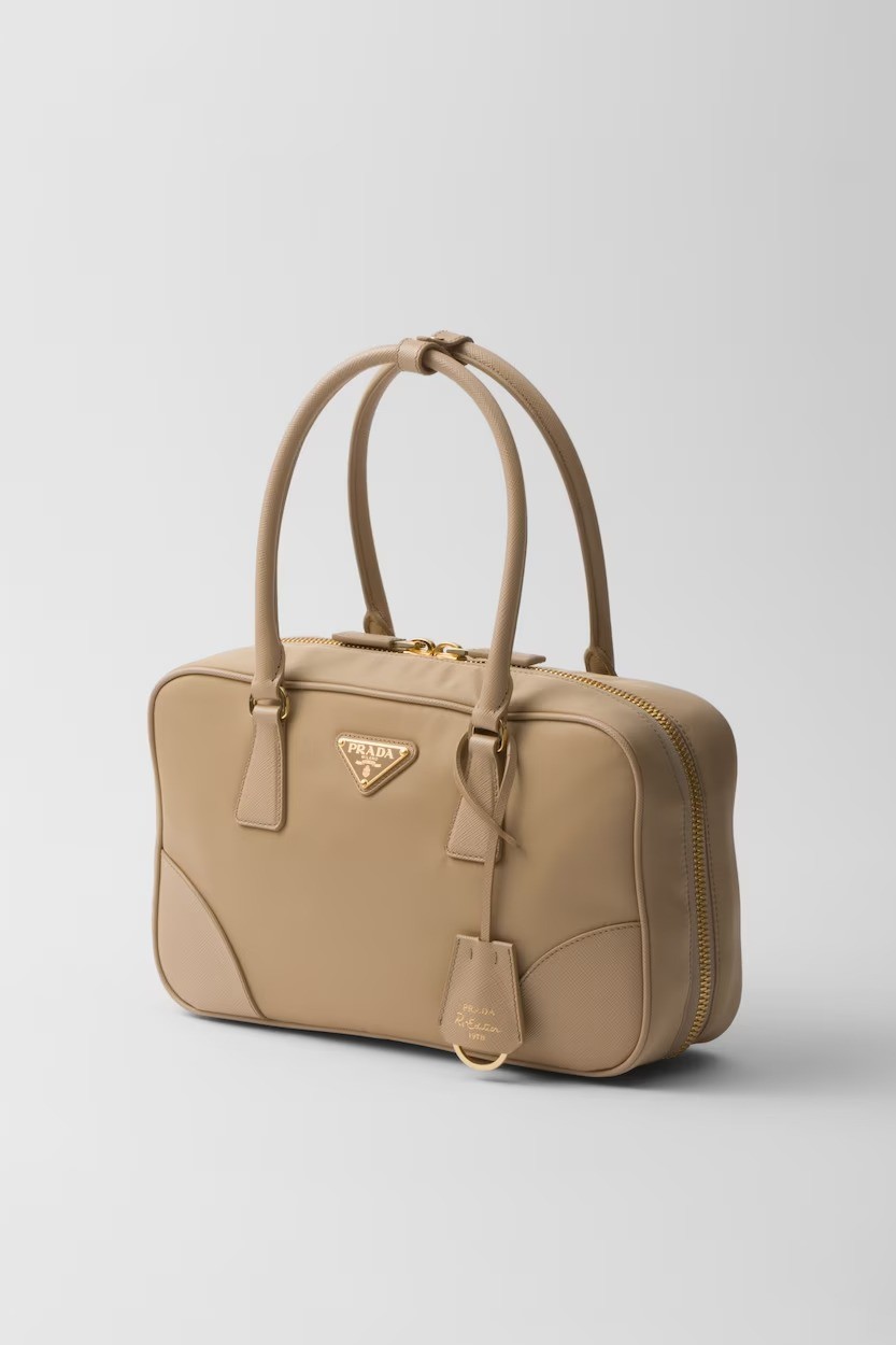 Prada Re-Edition 1978 medium Re-Nylon and Saffiano leather two-handle bag - Camel Brown