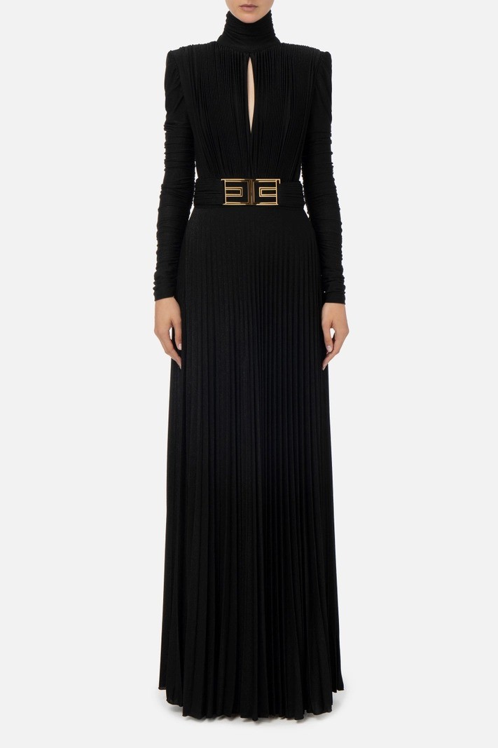 Elisabetta Franchi - Red Carpet dress in pleated lurex jersey - Black